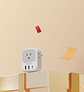 2 Pack European Plug Adapter USB C, TESSAN US to Europe Adapter 4 Outlets 3 USB Charger, Type C I...