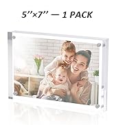 Sezanrpt Acrylic Picture Frames 5x7 Free Standing, Clear Crystal Double Side Magnets 5'' x 7'' Pi...