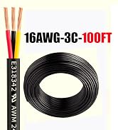 16 Gauge 3 Conductors Premium Electrical Wire 18 AWG Electrical Wire Stranded PVC Cord Copper Cab...