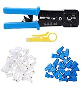 Pass Through Crimp Tool Kit,Knoweasy RJ45 Crimp Tool and Pass Through Crimper Tool Works for Ez/ ...
