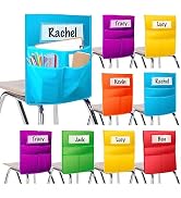 12 Pack Chairback Buddy Pocket Chart, Chair Pockets for Classrooms, Seat Pocket Chart with 3 Heav...