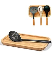 Large Wooden Spoon Rest, 9.7'' Stove Top Bamboo Spoon Holder, Kitchen Counter Cooking Utensils Re...