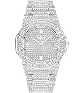 Gosasa Men's/Womens Unisex Crystal Watch Full Bling Iced-Out Cuban Watch Oblong Silver/Gold Wrist...