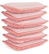 KMAKII Bamboo Kitchen Sponges Dish Sponge Super Absorbent Natural Dish Sponges, Red, Pack of 6