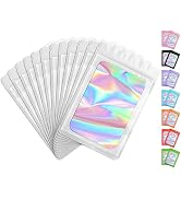 Funfery 100 Pack Resealable Bags Clear Holographic Bags,Smell Proof Packaging Baggies,Mylar Food ...