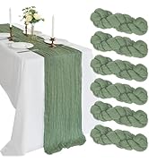 6 Pack 10FT Sage Green Cheesecloth Table Runner 120 Inch Long Gauze Rustic Boho Cheese Cloth Tabl...