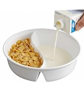 Angoily 7-inch Ceramic Divided Bowl, S-Shaped 2 Compartment Cereal Bowl, Anti-Soggy Plate for Sou...