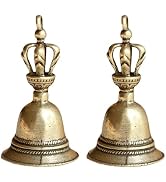 2Pcs Retro Copper Bell Wind Chimes,Demon Subduing Bell Creative Solid Brass Bell Handicraft Tibet...