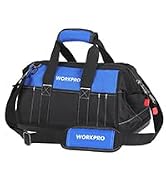 WORKPRO 16-inch Wide Mouth Tool Bag with Water Proof Molded Base