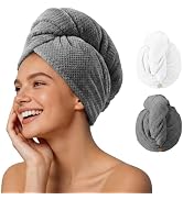 Umisleep 2 Pack Microfiber Hair Towel Wrap for Curly Hair, Super Absorbent Hair Drying Towel for ...