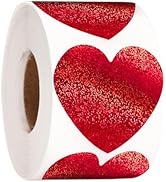 joycraft 500Pcs Glitter Red Heart Stickers, 1.5 inch Shiny Self Adhesive Stickers, Foil Heart Lab...