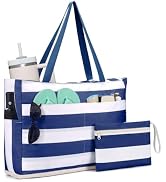WANDF Beach Bags for Women, Large Waterproof Sandproof Beach Tote Bag with Zipper Family Pool Bag...