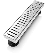 WEBANG 12 Inch Shower Linear Brushed Drain Rectangular Floor Drain with Accessories Capsule Patte...
