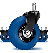 Office Chair Wheels Replacement Rubber Chair casters for Hardwood Floors and Carpet, Set of 5, He...