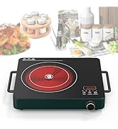 VBGK Electric Cooktop, 1800W Single Burner Induction Cooktop with 9 Power Levels, Timer and Knob ...