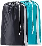 HOMEST 2 Pack XL Nylon Laundry Bag with Strap, Large Dirty Clothes Organizer, Easy Fit a Laundry ...