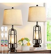 SRJJA 28.7" Farmhouse Table Lamps for Living Room Set of 2, Touch Lamps for Nightstand with Oil R...