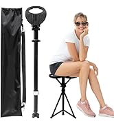PLOGGING Walking Cane with Seat Folding Lightweight, Portable Cane Seat with Carry Bag, Walking S...