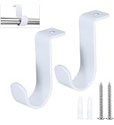 Hoowen 2 Pack Ceiling Curtain Rod Brackets, Sturdy Metal Curtain Rods Holders with Screws for 1 I...