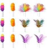 ORSDA 12 Pcs Replacement Feathers and Soft Furry Interactive Cat Feather Toys, 2-in-1 Interactive...