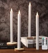 FPOO Flameless Taper Candles Battery Operated, 11'' Window Candles with Remote Timer, Last 300 Ho...