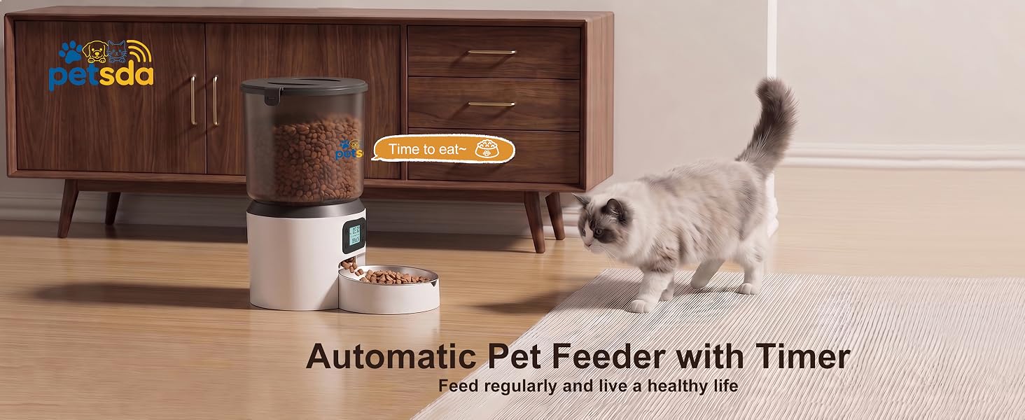 Automatic Cat Feeders 4L Timed Food Dispenser WiFi with APP Control Double Bowl Dual Power Supply