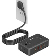 2 Prong Power Strip, 4AC&2A2C, 6 FT Two Prong Extension Cord for Old House | 900 Joules, 1625W/13...