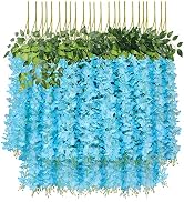 U'Artlines 24 Pack(Total 86.4 Feet) Artificial Fake Wisteria Vine Rattan Hanging Garland Silk Flo...
