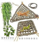 kathson Bearded Dragon Hammock,Lizard Lounger Reptile Tank Hanging Plants Climbing Jungle Vines F...