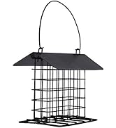 winemana Outdoor Wild Bird Feeder, Black Small Hanging with Metal, Rainproof Squirrel-Proof, Sing...