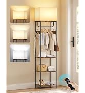 OUTONLIFE Compact Coat Rack with Lamp & Remote, 3 Color Temperatures | Dimmable Freestanding Hall...