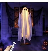 Large 5ft Pre-Assembled Hanging Swing Ghost Halloween Decorations Outdoor | Ready to Hang Setup, ...