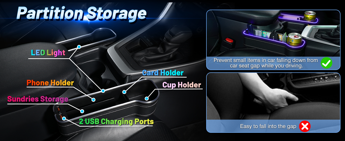 Car seat filler organizer