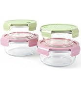 HestiaSnax 4 Pack Glass Meal Prep Containers, Glass Food Storage Containers with Airtight Lids, L...