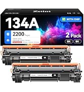 134A W1340A Black Toner Cartridge Set 2-Pack High Yield with Chip Replacement for HP 134A W1340A ...