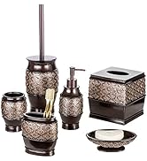 Creative Scents Brown Bathroom Accessories Set - 6-Piece Bathroom Set Includes: Decorative Soap D...