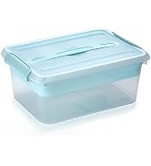 BTSKY Stack & Carry Box, Clear Plastic Storage Container Stackable Home Utility Box with Removabl...