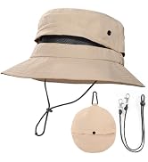 TXJ Sports Fishing Hat for Men Women, Foldable Sun Hat Breathable Bucket Hat UV Protection for Hi...