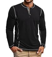 COOFANDY Men's Henley Shirts Long Sleeve Casual Maverick Slub Henley T-Shirts Lightweight Basic Tee