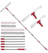 Wa.IE Jiemi 86.6" Window Squeegee Cleaner Tool, 2-in-1 Rotatable Window Washing Kit with Extensio...