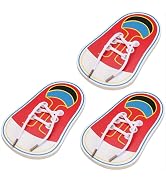 Mozff 3Pcs Wooden Threading Shoes Training Board, Learn to Tie Laces, Wooden Learn to Tie Your Ow...