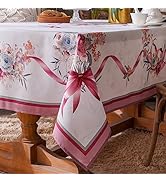 ARTABLE Print Tablecloth Vintage Classic Flower Ribbon Pattern Waterproof Dinner Table Kitchen Co...