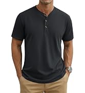 MAGNIVIT Mens Henley Shirts Short Sleeve Cotton Casual Summer Basic T-Shirts 3 Button Solid Colla...