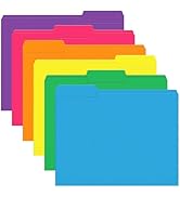 File Folder, PANDRI 120 Pack Colored File Folder, 1/3 Cut Tab, Letter Size, Assorted 6 Colors Fil...
