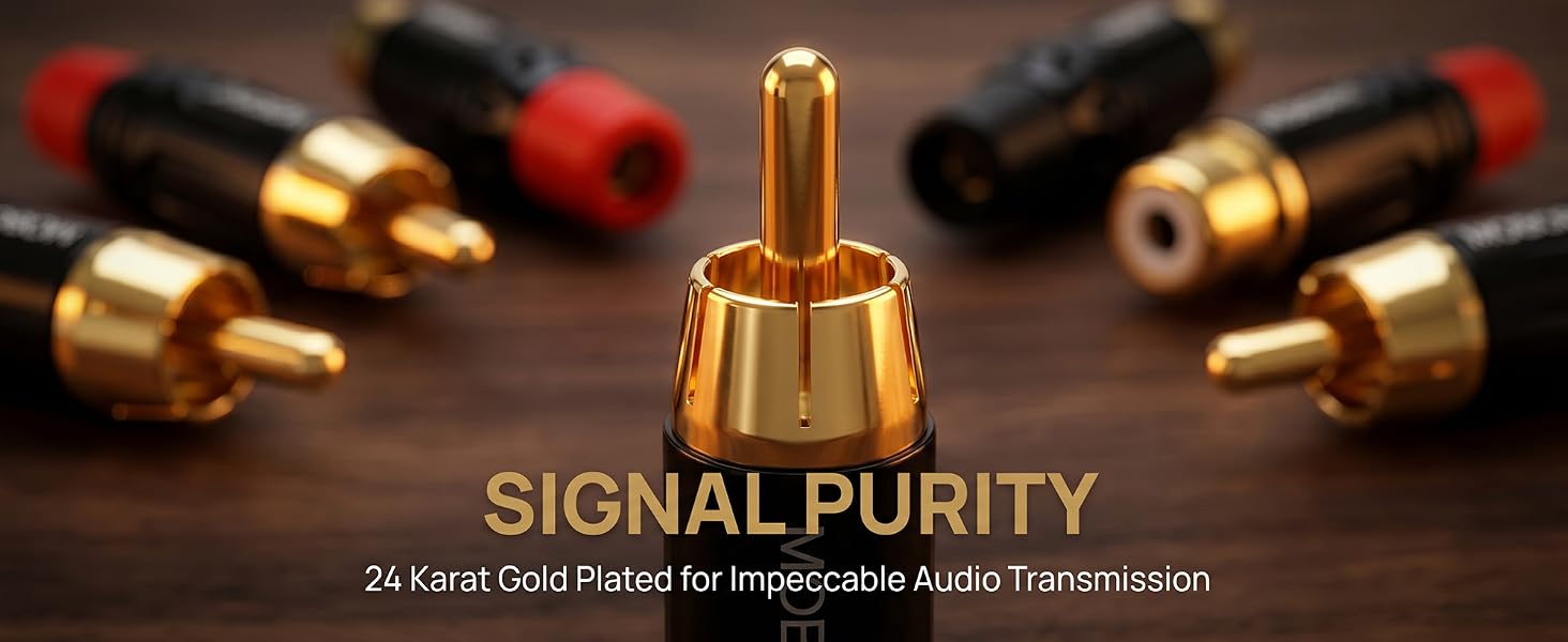 RCA Male Plug Adapter Audio Phono Gold Plated Solder 24K Gold-Plated Phono Jack Adapter