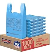 Fuxury Blue Plastic Thank You Bags (1000 Count) 11.5 x 6.5 x 21, Grocery, Take Out, To Go, Retail...