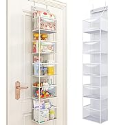 Fixwal 5-Shelf Over The Door Hanging Pantry Organizer, Room Organizer with Clear Plastic Pockets,...