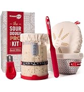KneadAce Sourdough Starter Kit, 34oz Sourdough starter Jar, 2 x Cotton Rope Banneton Bread Proofi...