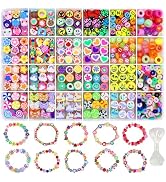 Redtwo 660 Pcs Polymer Clay Beads Bracelet Making kit, 24 Style Cute Fun Clay Beads, Clay Bead Ch...