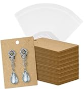 Krijuess 100 Pcs Earring Display Cards 100 Pcs Self-Seal Bags, 2.36 x 3.54 inches (6 x 9 cm) Earr...